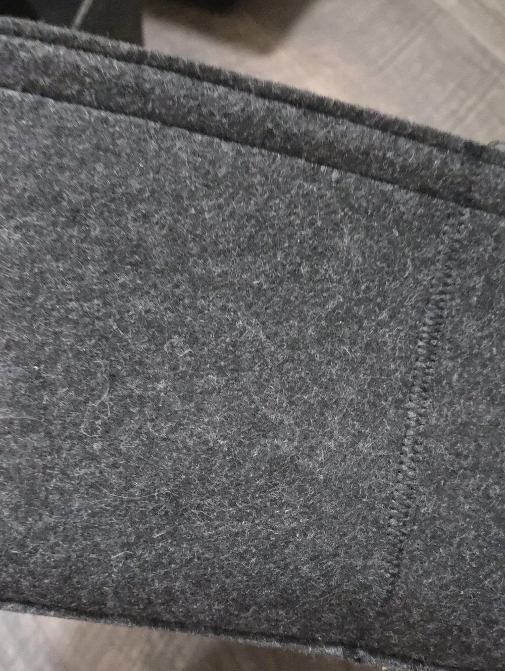 Gray Felt Storage Bins with Tan Leather Handles - Set of 4